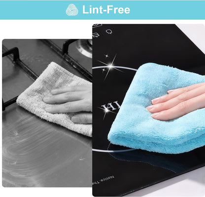 18 Pack Microfiber Cleaning Cloth, Kitchen Towels for Dish Drying Washing, Absorbent Streak Free Lint Free Rags for Cleaning, Reusable and Washable Towels - 10" x 10"