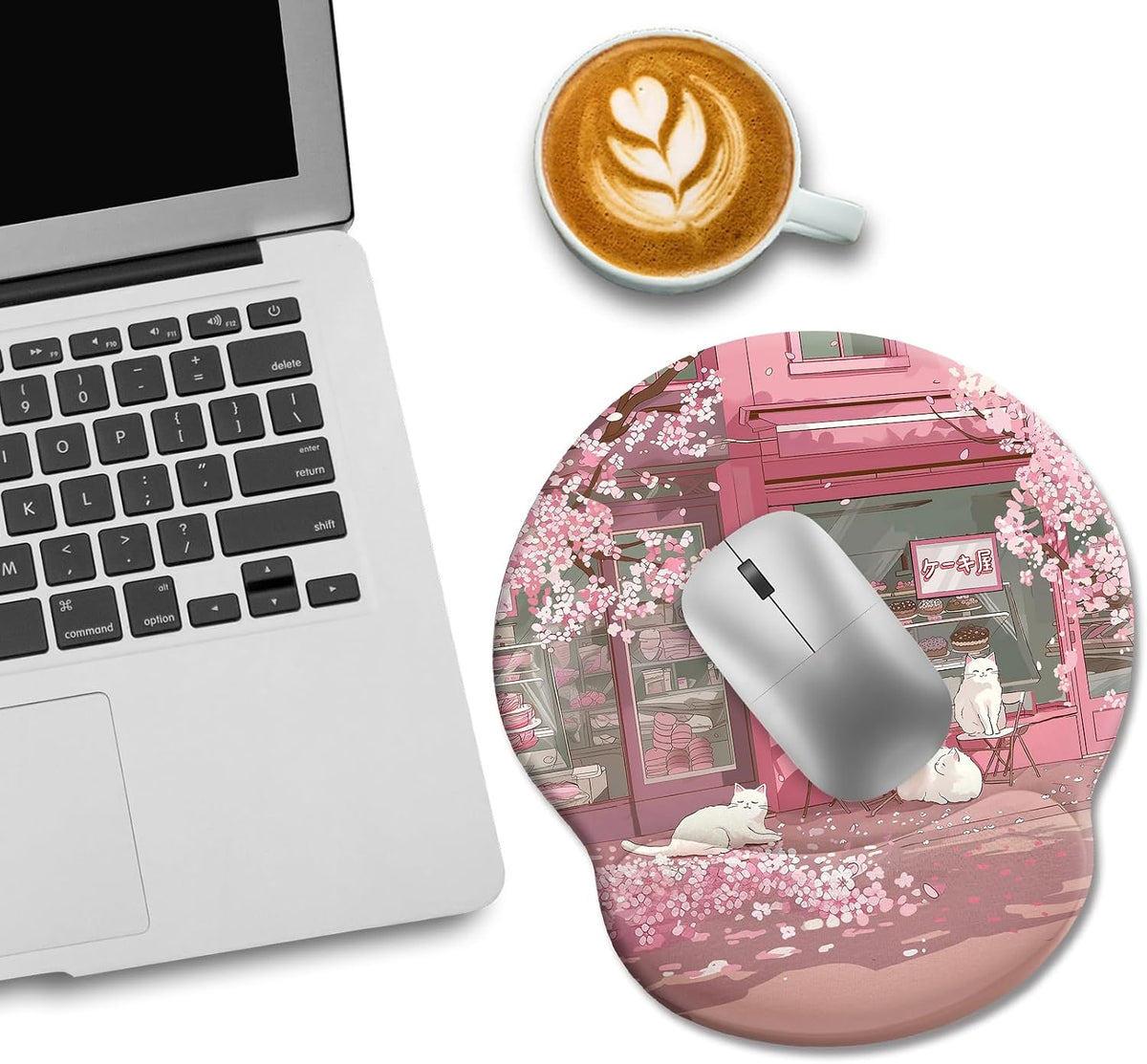 LIMKRIAN Cat Ergonomic Mouse Pad with Wrist Rest, Gaming Mouse Pad with Wrist Support, Funny Mouse Pads for Desk, Computer Mousepad with Non-Slip Pain Relief PU Base, Cute Office Desk Accessories - Colors B