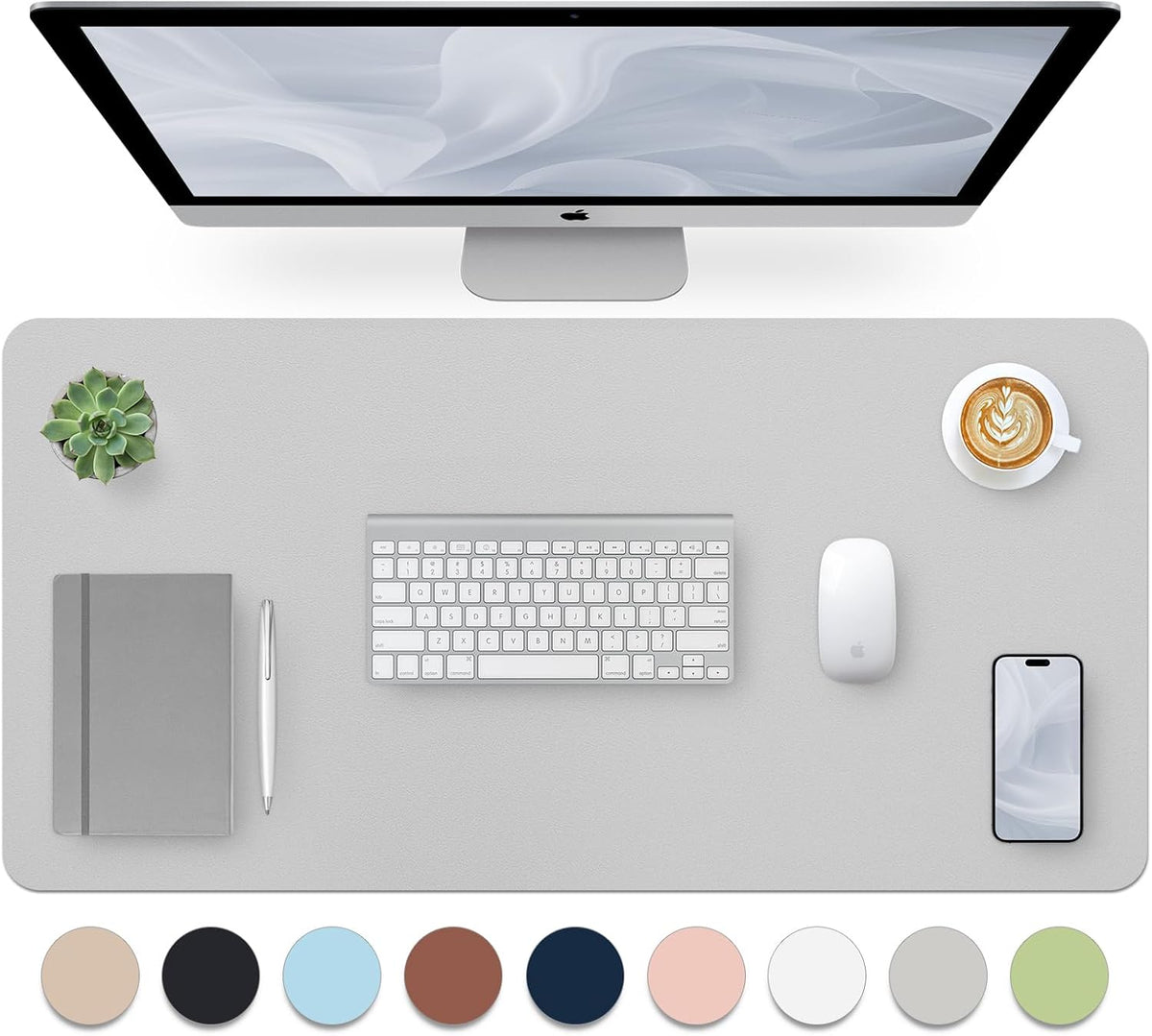 Bloss Leather Desk Pad and Keyboard Wrist Rest, Large Mouse Pad + Keyboard Pad+Mouse Wrist Support, Non-Slip Desk Mat Protector for Office, Home(31.5×15.7 Inches,Beige) - Colors B