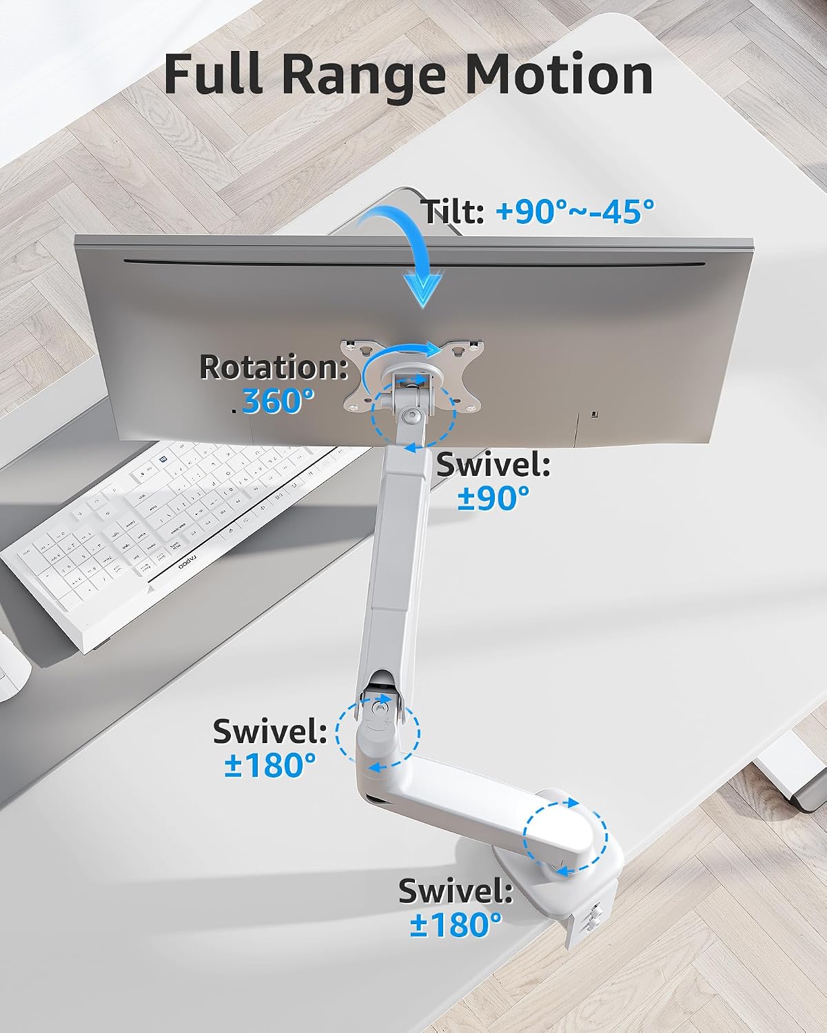 Dual Monitor Stand fits up to 32 inch, 4.4-19.8 lbs Computer Screens, Dual Monitor Desk Mount Height Adjustable, Monitor Arms for 2 Monitors, Home Office VESA Mounts, Freelift White