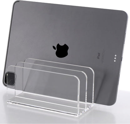 SANRUI Acrylic Mail Sorter Desktop Organizer Holder with Drawer, 5 Compartments Clear Small File Script Letter Document Storage for Desk Bill Filling Envelope Holder Office, Home, School Organization