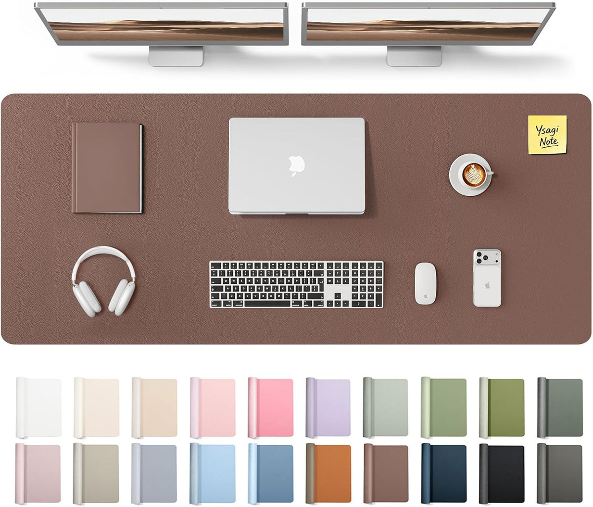 YSAGi Leather Desk Pad Protector, Large Mouse Pad, Non-Slip PU Leather Desk Blotter, Waterproof Writing Pad for Office and Home (31.5" x 15.8", Eggshell) - Colors B