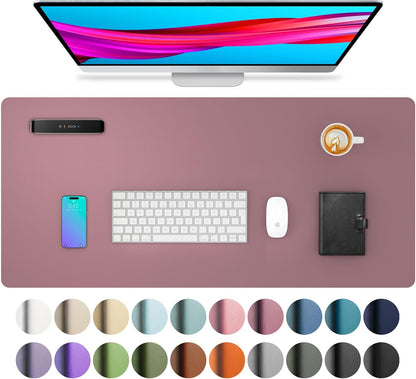Aothia Leather Office Desk Pad Protector, Non-Slip PU Leather Desk Blotter, Waterproof Laptop Writing Mouse Pad for Office and Home, Black, 31.5" x 15.7" - Colors A