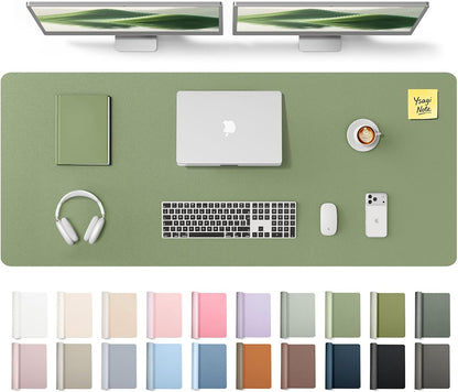 YSAGi Leather Desk Pad Protector, Office Desk Mat, Large Mouse Pad, Non-Slip PU Leather Desk Blotter, Waterproof Laptop Desk Writing Pad for Office and Home (23.6" x 13.8", Eggshell) - Colors A