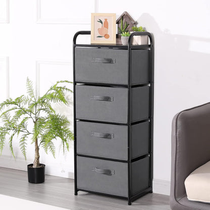Dresser Storage with 3 Drawers, Fabric Dresser Tower, Vertical Storage Unit for Bedroom, Closet, Office, Black