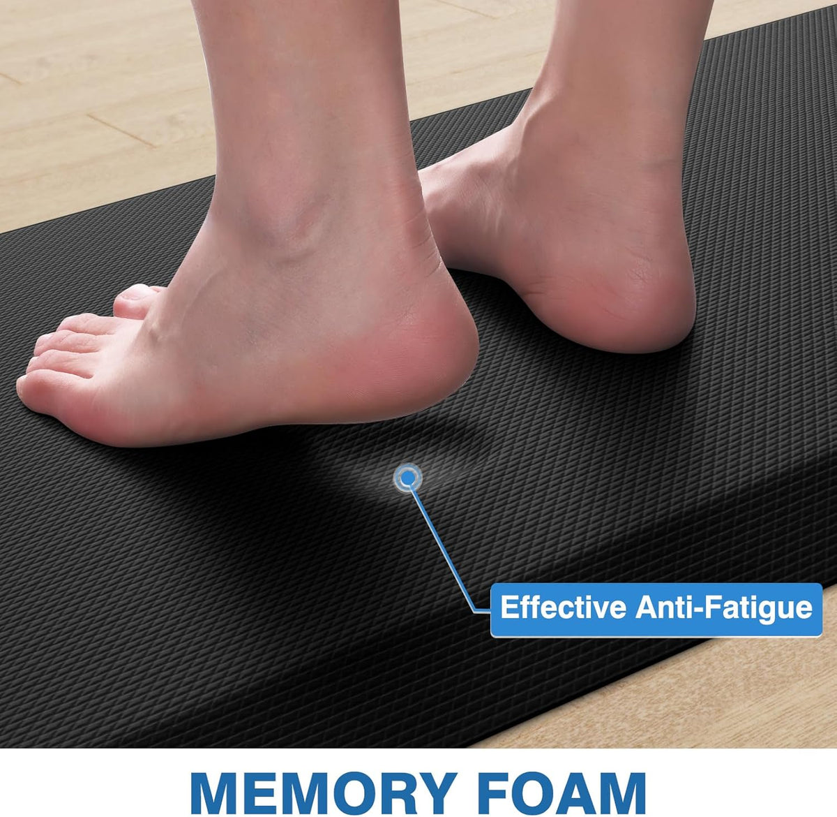 StepRite Kitchen Mats, 2PCS Kitchen Rugs, Cushioned Anti Fatigue Kitchen Mats for Floor, Non-Slip Standing Desk Mat, Waterproof Kitchen Rug Set for Kitchen, Floor, Office, 17.3"x30"+17.3"x47", Black