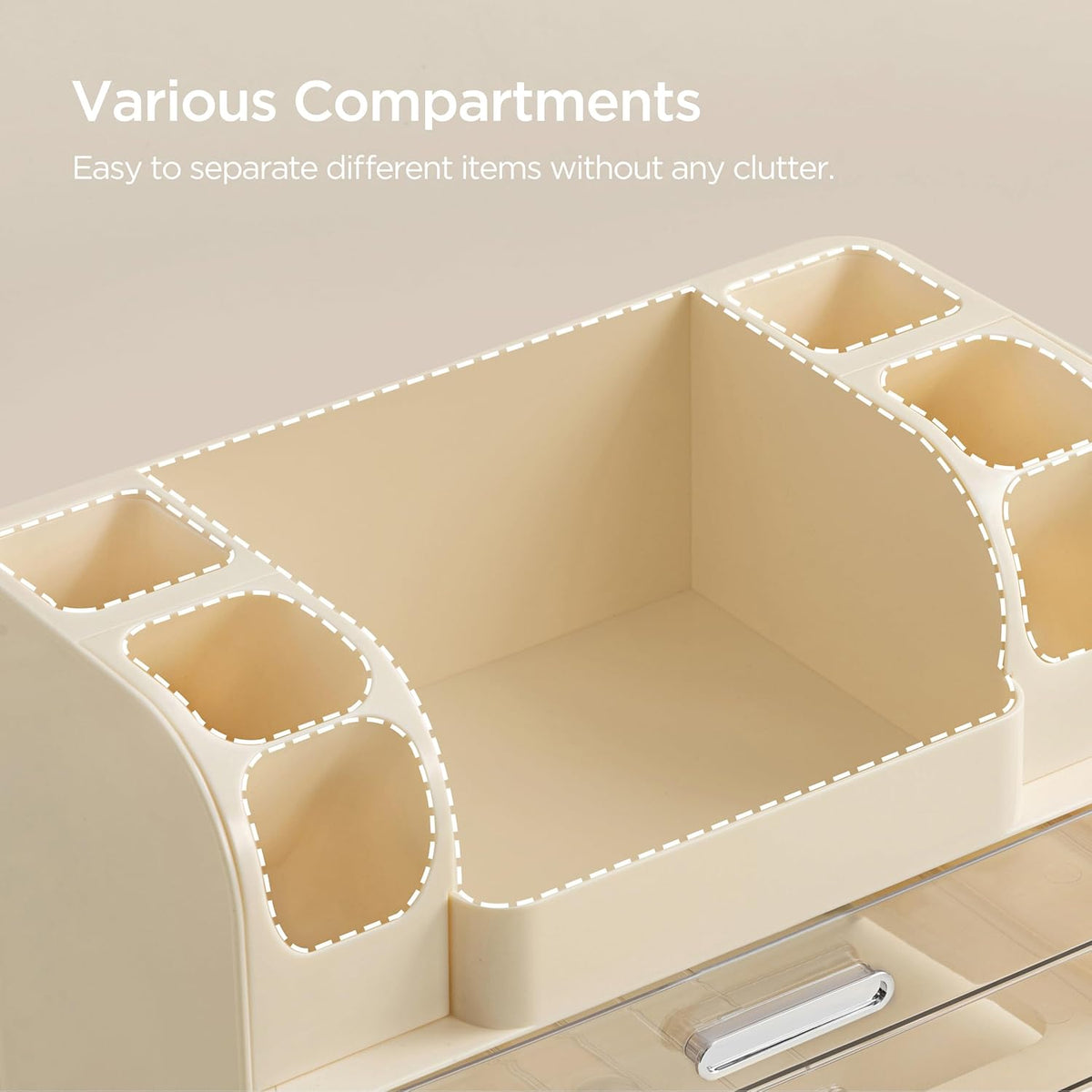 HBlife Makeup Organizer for Vanity with Brush Holder, Large Bathroom Countertop Cosmetic Organizer Skin Care Storage, Easy to Store Lipsticks, Nail Polishes, Perfumes, Eyeshadow Palettes, All White