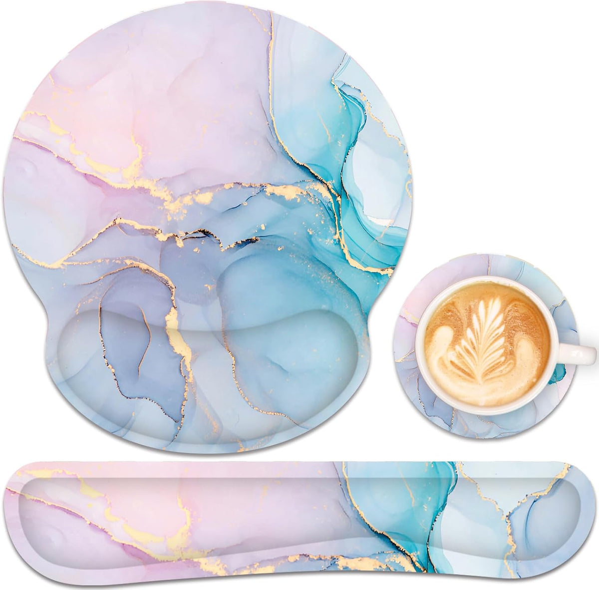 Ergonomic Mouse Pad with Wrist Rest and Keyboard Wrist Rest, Mousepad