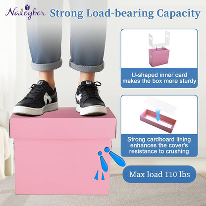 File Organizer Box with Lid & Handle, Thickened Cardboard Hanging File Folder Storage Boxes for Letter Size, Portable Filing Organizer for Office, Home, Classroom, Black