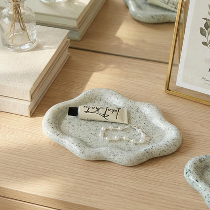 Jewelry Dish Trinket Tray for Women, Ring Dish Holder, Unique Cloud Shape Ceramic Plate Cute Things Vanity Aesthetic Room Decor Mother's Day Birthday (White)