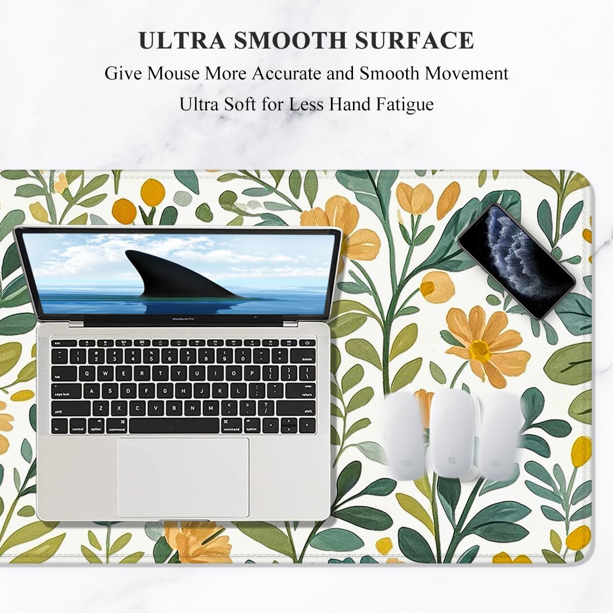Auhoahsil Desk Mat, Ultra Large Mouse Pad, XXL Gaming Mousepad, Green Tropical Leaves Deskpad, Big Extended Full Size Mouse Pad, Desktop Desk Matt for Keyboard, Laptop & Computer, 35.5 x 15.7 in - Colors B