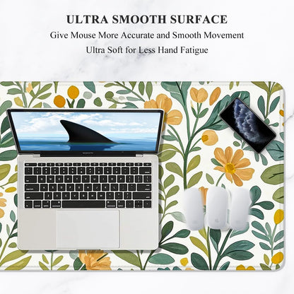 Auhoahsil Desk Mat, Ultra Large Mouse Pad, XXL Gaming Mousepad, Green Tropical Leaves Deskpad, Big Extended Full Size Mouse Pad, Desktop Desk Matt for Keyboard, Laptop & Computer, 35.5 x 15.7 in - Colors B