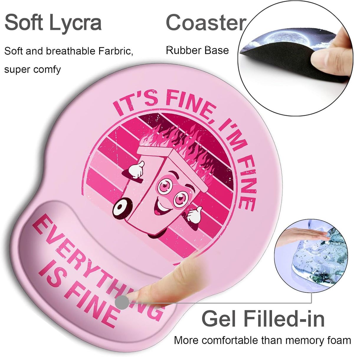 Ergonomic Mouse Pad with Wrist Support Rest,Large Mousepad Gel Wrist Rest, with Coaster Non-Slip & Pain Relief for Computer, Desk, Home&Office-Beach - Colors B