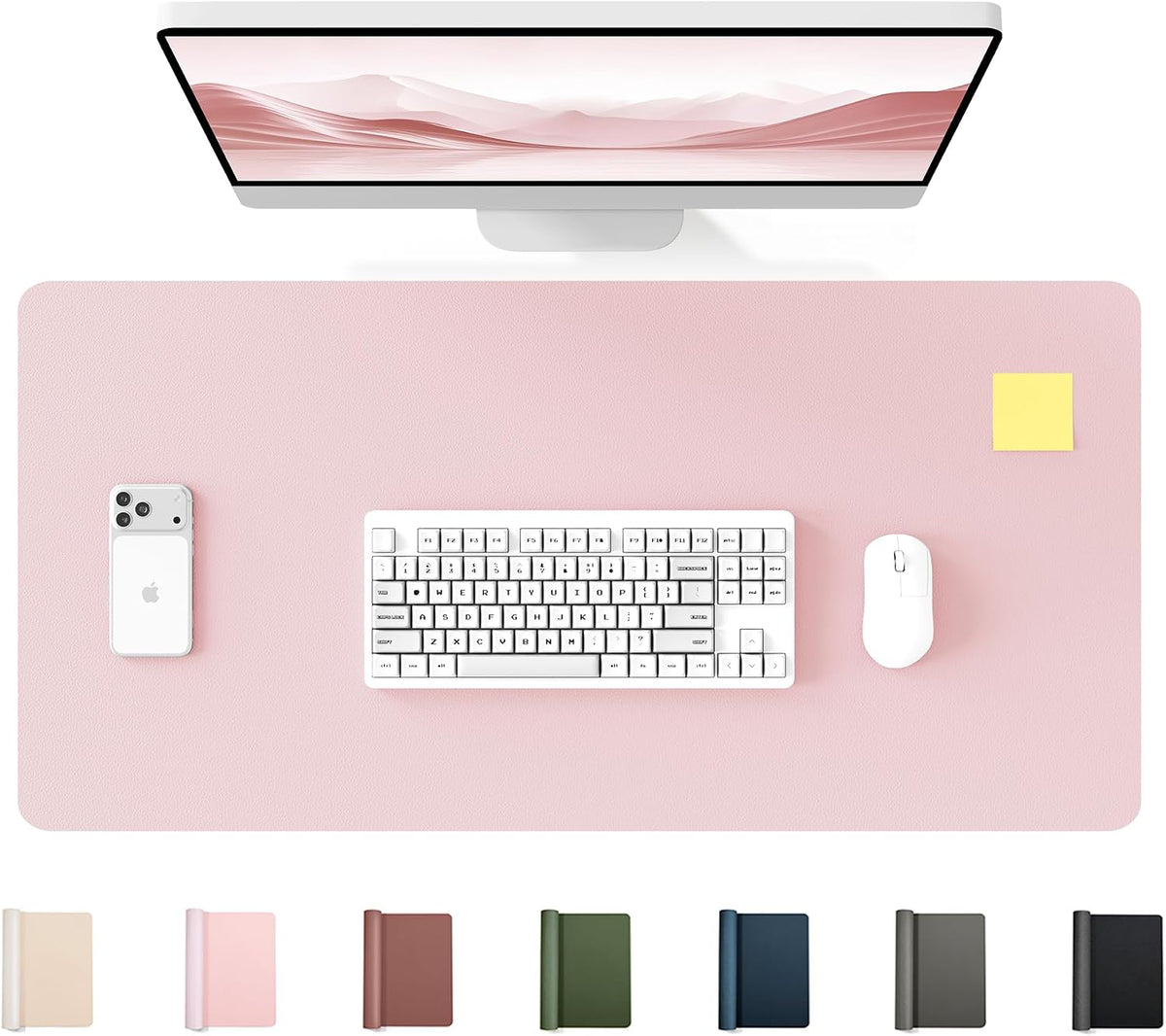 35.4" x 17" Large PU Leather Desk Mat for Keyboard and Mouse - Waterproof Non-Slip Desk Pad Protector for Office, Home, Writing Desk, Black