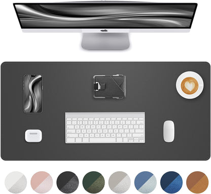 AFIING Large Desk Mat 55" x 24" - PU Leather Desk Pad Protector, Waterproof Non-Slip Extended Mouse Pad for Office Desk, Keyboard, Laptop and Home Workspace (Black)