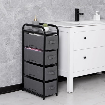 Dresser Storage with 3 Drawers, Fabric Dresser Tower, Vertical Storage Unit for Bedroom, Closet, Office, Black