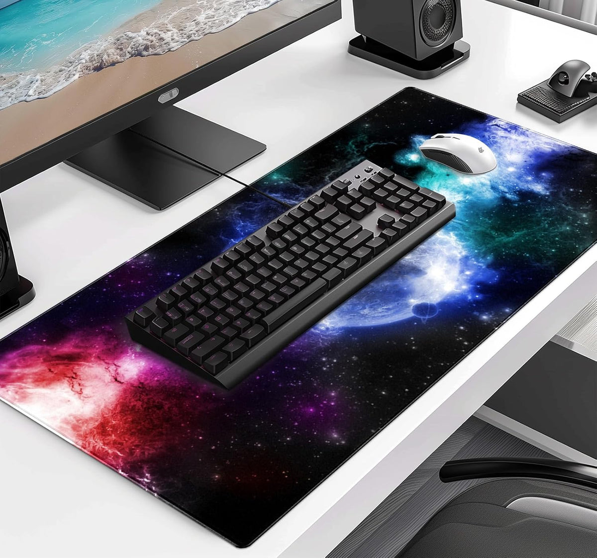 Retro American Flag XL Gaming Mouse Pad with Stitching Edge Laptop Desk Mat