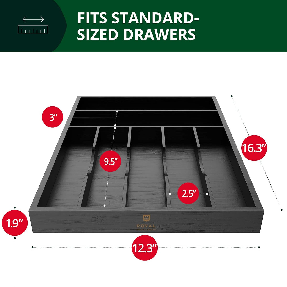 ROYAL CRAFT WOOD Luxury Bamboo Kitchen Drawer Organizer - Silverware Organizer, Utensil Holder & Cutlery Tray Drawer Dividers for Flatware (9 Slot, Natural)