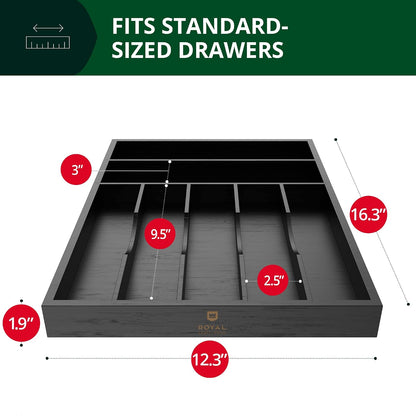 ROYAL CRAFT WOOD Luxury Bamboo Kitchen Drawer Organizer - Silverware Organizer, Utensil Holder & Cutlery Tray Drawer Dividers for Flatware (9 Slot, Natural)