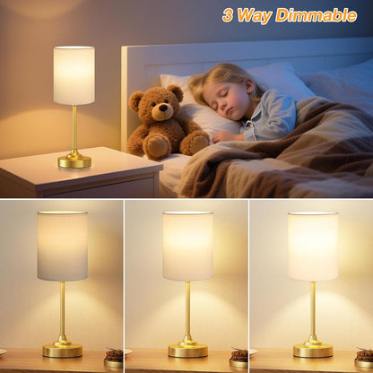 Dicoool Bedside Table Lamp for Bedroom - Small Desk Lamp with USB Ports