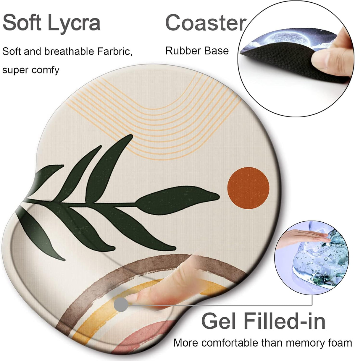Ergonomic Mouse Pad with Wrist Support Rest,Large Mousepad Gel Wrist Rest, with Coaster Non-Slip & Pain Relief for Computer, Desk, Home&Office-Beach - Colors B