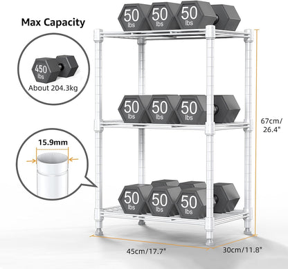 M MZG 450 lbs Steel Storage Shelving 3-Tier Utility Shelving Unit Steel Organizer Wire Rack for Home,Kitchen,Office (11.8" D x 17.7" W x 26.3" H) - Colors A