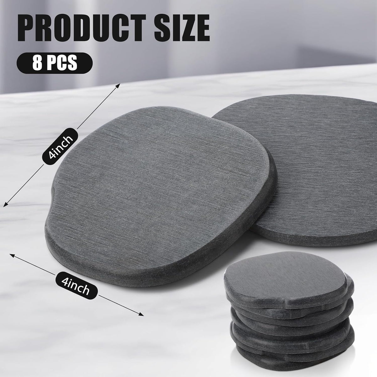 Diatomaceous Earth Coasters Set of 4，Cool Absorbent Quick-Dry Drink Coasters for Desks, Cute Modern Stone Design with Stylish White Aesthetic (4, White)