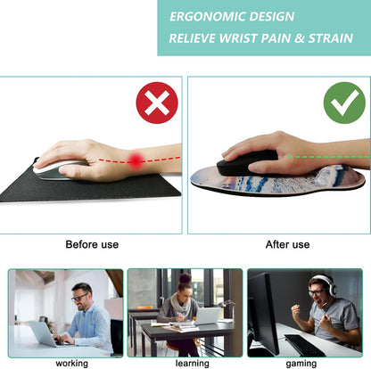 Mouse Pad with Wrist Support, Ergonomic Mouse Pad with Memory Foam Wrist Rest Cushion, Non-Slip Rubber Base Gaming Mice Pad for Home Office Computer Laptop, Flower Black