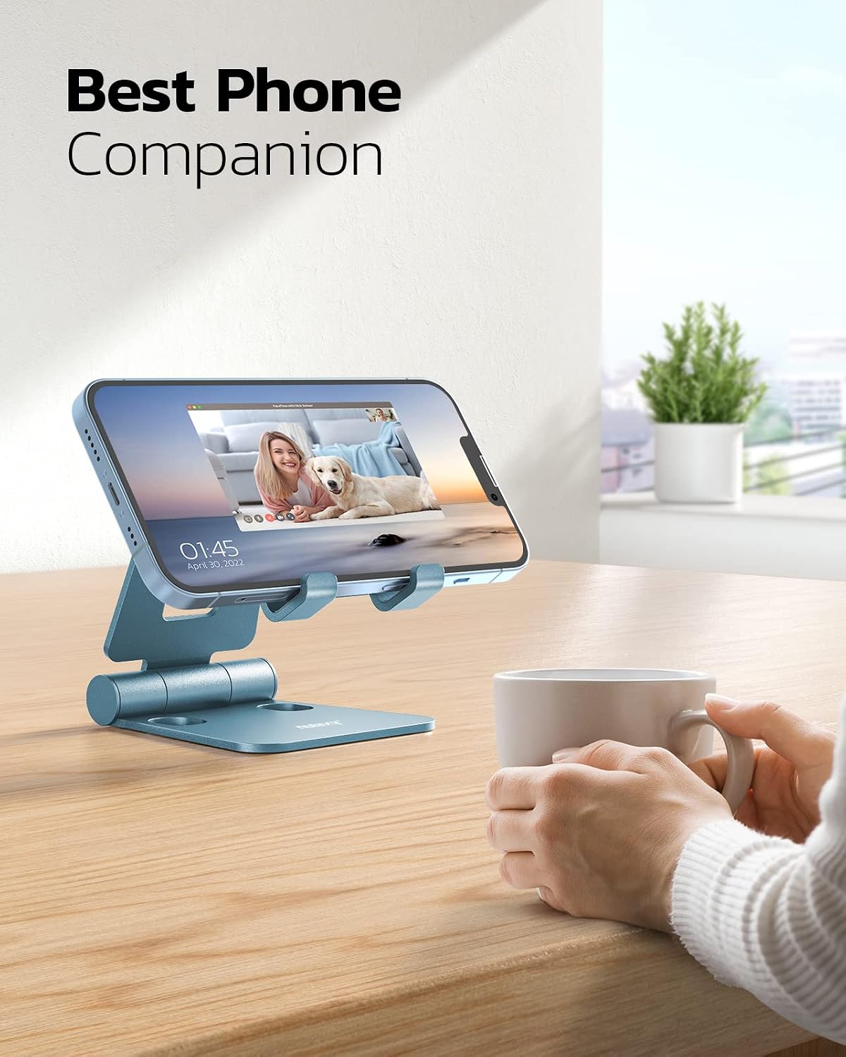 Nulaxy Dual Folding Cell Phone Stand, Fully Adjustable Foldable Desktop Phone Holder Cradle Dock Compatible with iPhone 17 16 15 14 13 12 11 Pro Max Xs Xr X 8, Nintendo Switch, All Phones - Purple