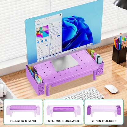 WALI Monitor Stand Riser with Drawer, Desk Organizers and Accessories for Computer, Printer, Laptop Stand for Home Office Supplies, (PTT005-B), 1 Pack, Black