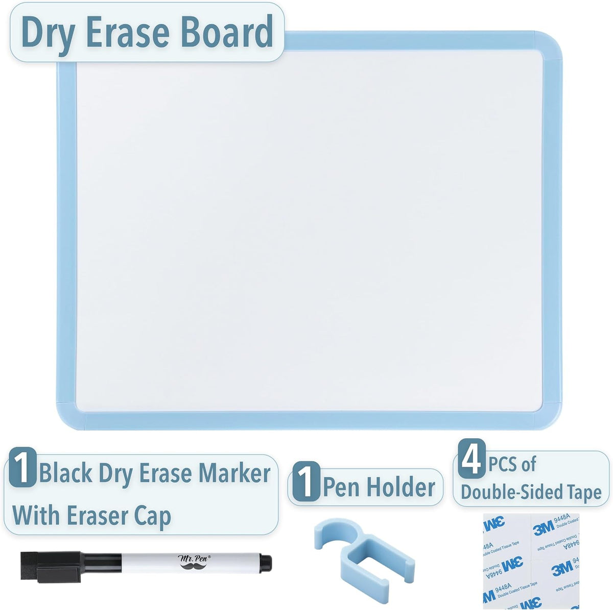 Dry Erase Board, 14” x 11”, White Frame