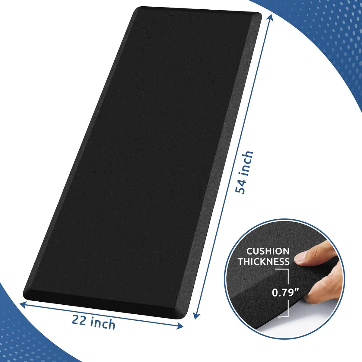 KitchenClouds Kitchen Mat Cushioned Anti Fatigue Rug 17.3"x28" Water Resistant, Non Slip, Standing and Comfort Desk/Floor Mats for House Sink Office (Black)