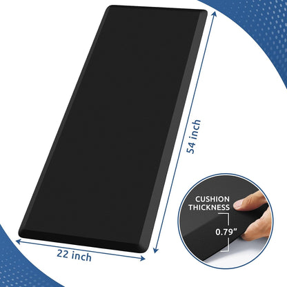 KitchenClouds Kitchen Mat Cushioned Anti Fatigue Rug 17.3"x28" Water Resistant, Non Slip, Standing and Comfort Desk/Floor Mats for House Sink Office (Black)