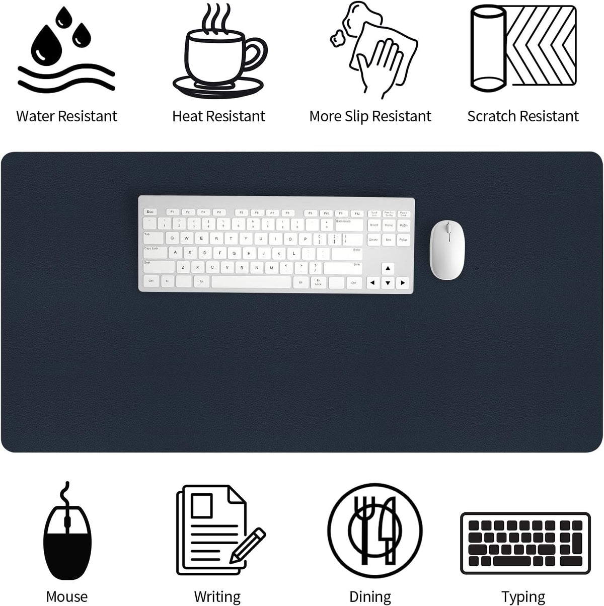 Bloss Leather Desk Pad and Keyboard Wrist Rest, Large Mouse Pad + Keyboard Pad+Mouse Wrist Support, Non-Slip Desk Mat Protector for Office, Home(31.5×15.7 Inches,Beige) - Colors B