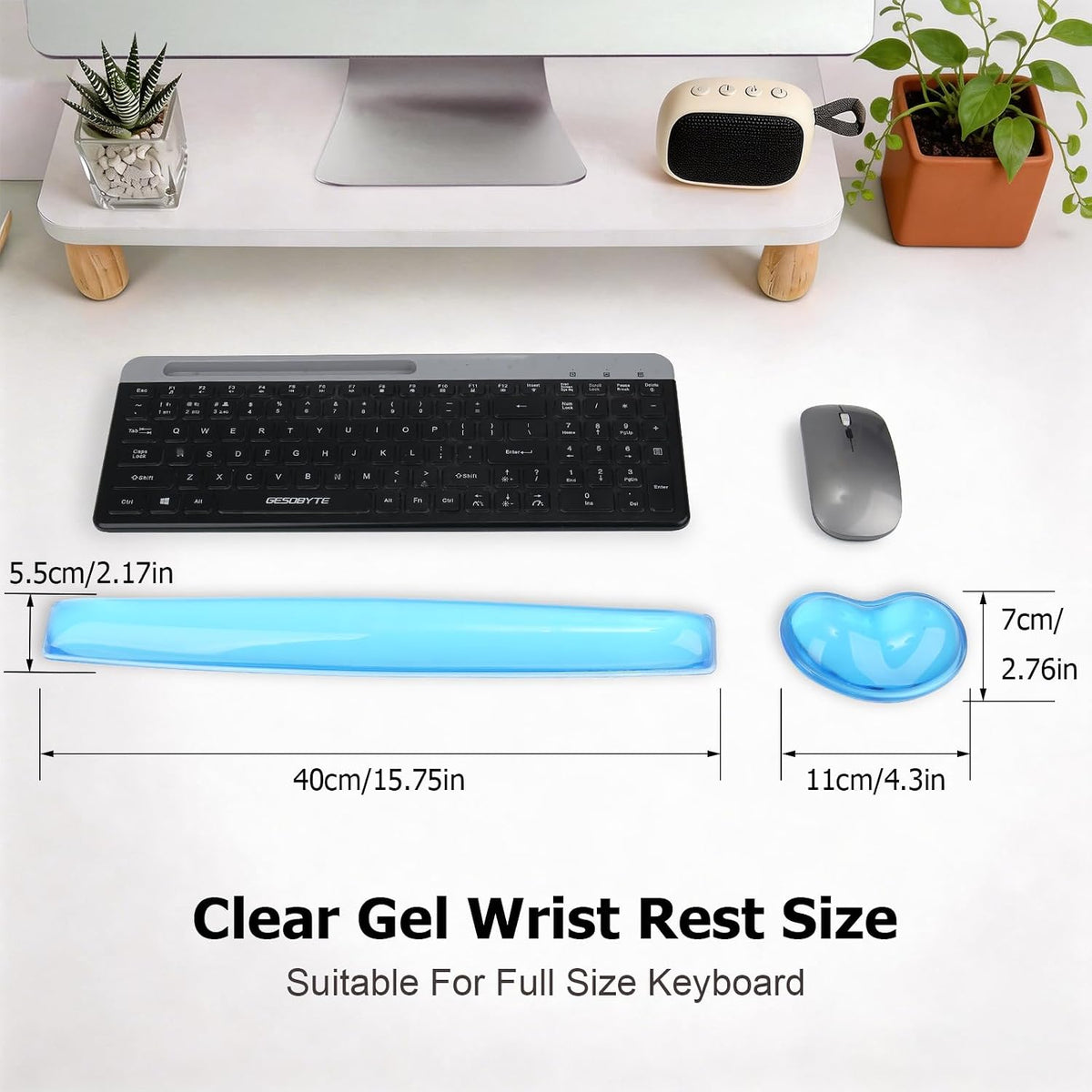 Gel Keyboard & Mouse Wrist Rest Set - Keyboard Wrist Rest Pad & Mouse Support for Office Gaming Pad Computer Laptop Ergonomic Comfortable Pain Relief- Blue Pad Set