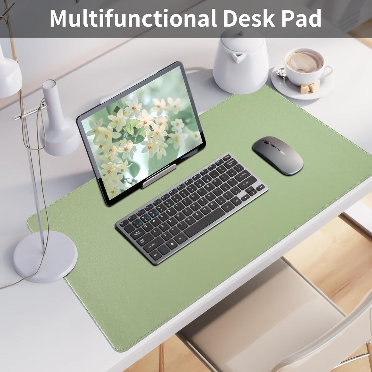 Bloss Leather Desk Pad and Keyboard Wrist Rest, Large Mouse Pad + Keyboard Pad+Mouse Wrist Support, Non-Slip Desk Mat Protector for Office, Home(31.5×15.7 Inches,Beige) - Colors B