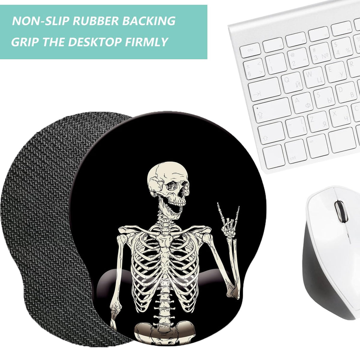 Mouse Pad with Wrist Support, Ergonomic Mouse Pad with Memory Foam Wrist Rest Cushion, Non-Slip Rubber Base Gaming Mice Pad for Home Office Computer Laptop, Flower Black