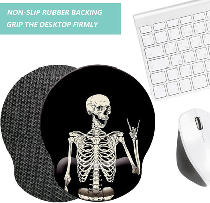 Mouse Pad with Wrist Support, Ergonomic Mouse Pad with Memory Foam Wrist Rest Cushion, Non-Slip Rubber Base Gaming Mice Pad for Home Office Computer Laptop, Flower Black