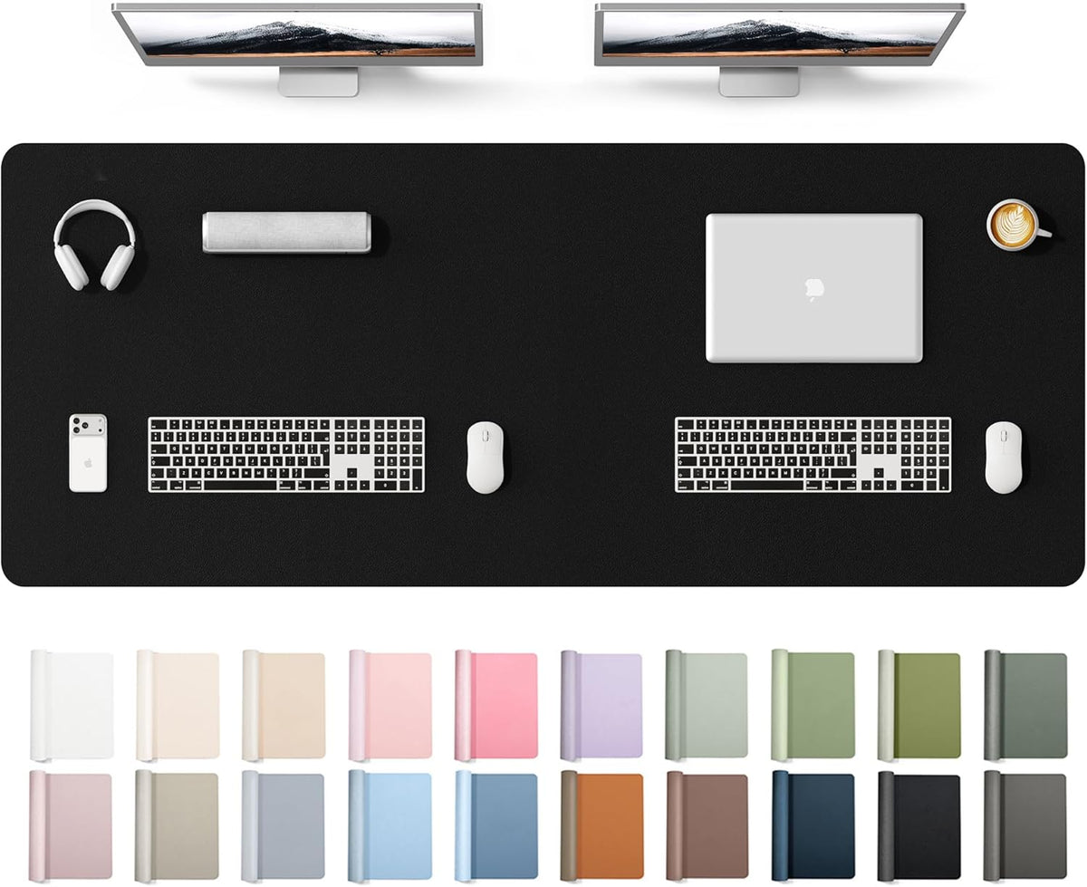 YSAGi Leather Desk Pad Protector, Office Desk Mat, Large Mouse Pad, Non-Slip PU Leather Desk Blotter, Waterproof Laptop Desk Writing Pad for Office and Home (23.6" x 13.8", Eggshell) - Colors B