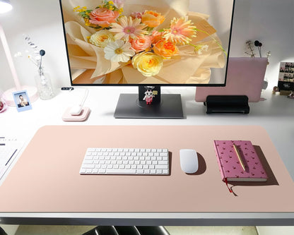 Bloss Leather Desk Pad and Keyboard Wrist Rest, Large Mouse Pad + Keyboard Pad+Mouse Wrist Support, Non-Slip Desk Mat Protector for Office, Home(31.5×15.7 Inches,Beige) - Colors A