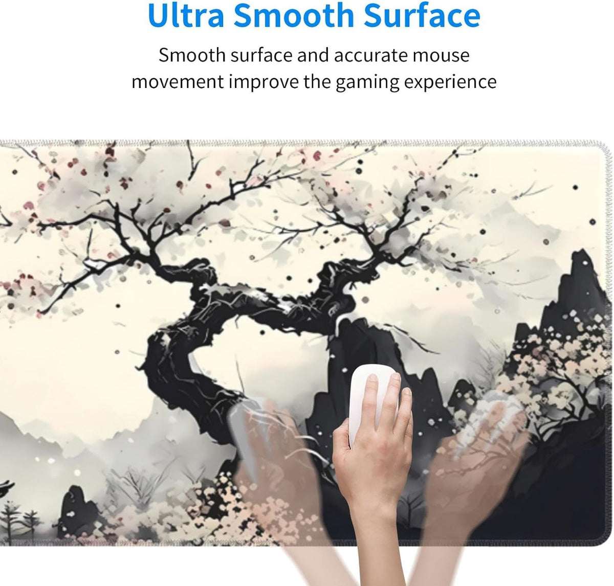 Japanese Mouse Pad, Large Japanese Desk Mat, XL Anime Gaming Keyboard Mat, Non-Slip Rubber Base, Big Extended Desk Protector for Home Office, 31.5”x11.8”