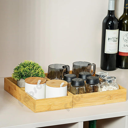 Fabsome Drawer Organizer, Set of 9 Bamboo Wood Kitchen Makeup Desk Junk Tea Drawer Storage Boxes Bins for Cutlery Silverware Utensils Flatware, Small Wooden Container Tray for Bathroom, Office