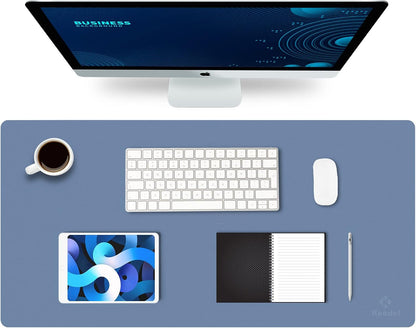 K KNODEL Large Office Leather Desk Mat, Mouse and Keyboard Pad, Computer and Laptop Mat, Desktop Protector and Cover, Writing Pad and Blotter (31.5"x15.7", Black)