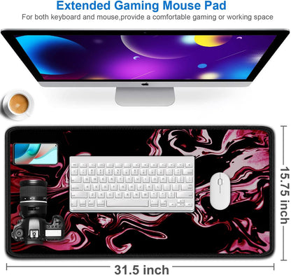 Large Gaming Mouse Pad, 31.5x15.7 inch Large Extended Computer Keyboard Mouse Mat, Water Resist Non-Slip Mousepad Rubber Base Long XXL Desk Mouse Pad for Work & Gaming, Office & Home, Black