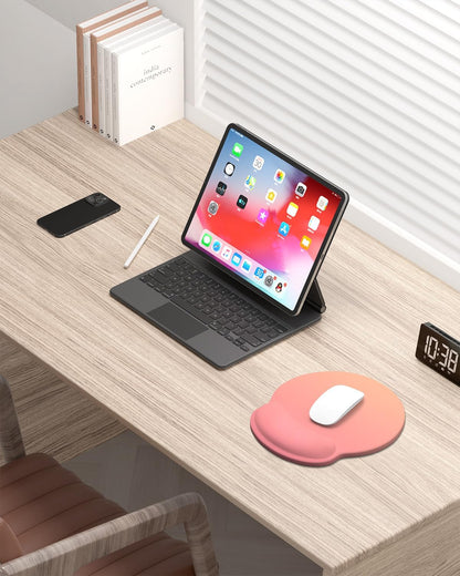Ergonomic Mouse Pad with Wrist Rest, Comfortable Silicone Non-Slip Computer Pain Relief Gel Mouse Mat with Wrist Support for Gaming, Work, Office, Women & Men, Cute Pattern, Beige