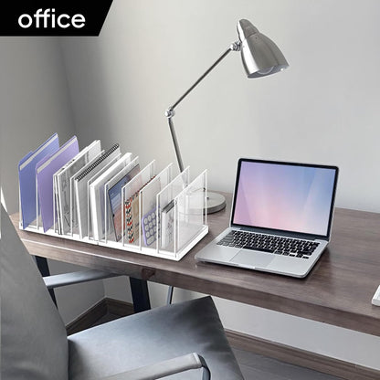 File Organizer for Desk, 5-Section Vertical File Sorter, Paper Holder Organizer Standing Metal File Folder for Office Home Classroom, Black