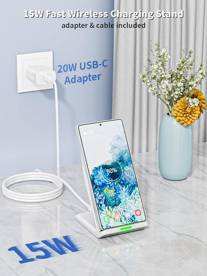 Wireless Charger Stand for Samsung,15W Max Wireless Charging Stand Desk Charging Station Android Desk Charger for Samsung S26/S25 Ultra/S24+/S23/S22/S21 FE,iPhone Air/17e/17 Pro Max/16 Pro/15/14/13/12