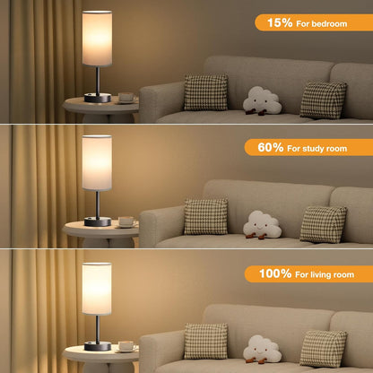 Fenmzee Bedside Table Lamp for Bedroom - Dimmable Touch, USB A+C, AC Outlet
