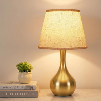 Seealle Touch Table Lamp for Bedroom, 3-Way Dimmable Small Bedside Lamps for Night Stands with Wires, Wood-Paint Desk Lamp for Kids Room, Office, Living Room, End Table(LED Bulb Included)