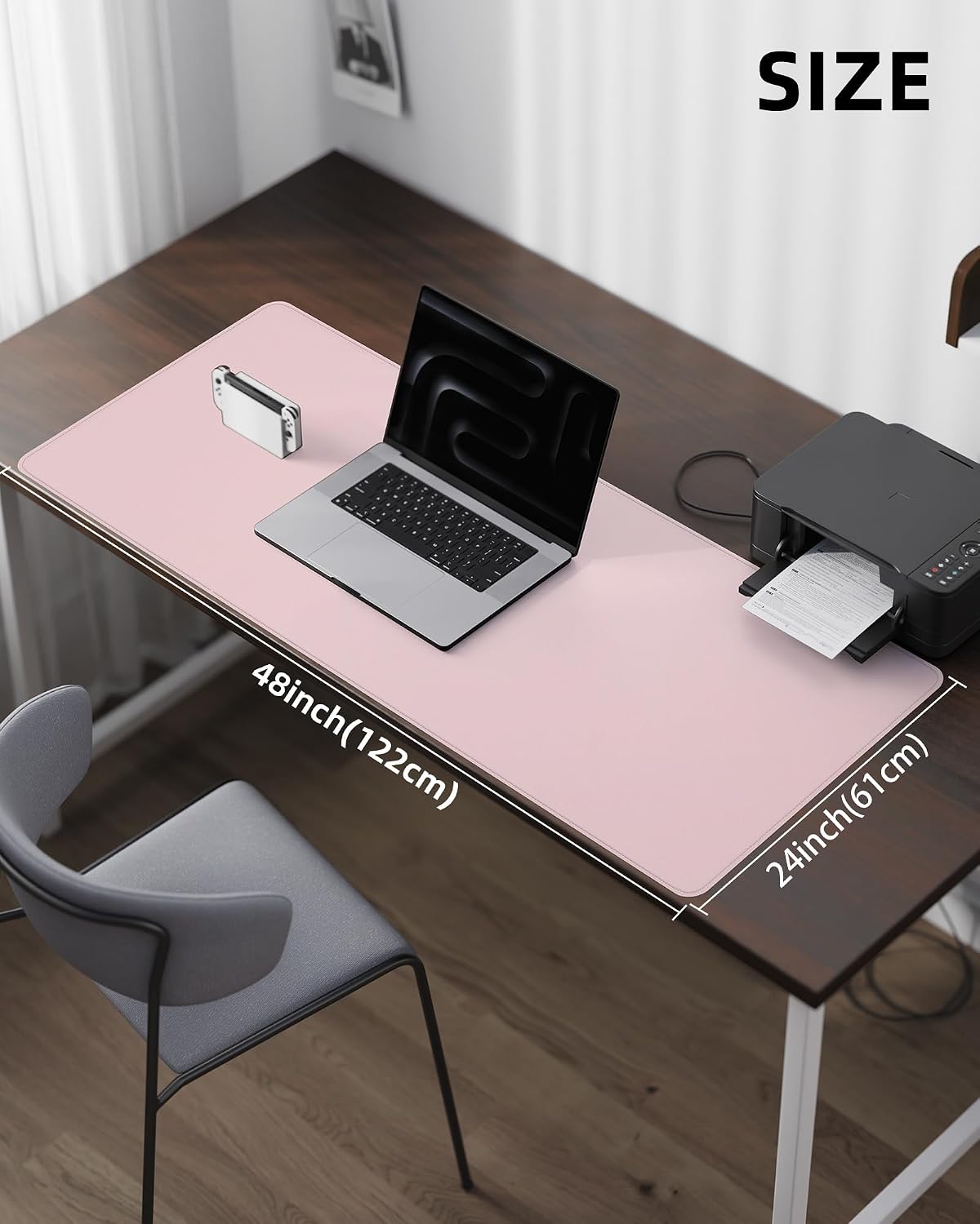 AFIING Large Desk Mat 55" x 24" - PU Leather Desk Pad Protector, Waterproof Non-Slip Extended Mouse Pad for Office Desk, Keyboard, Laptop and Home Workspace (Black)